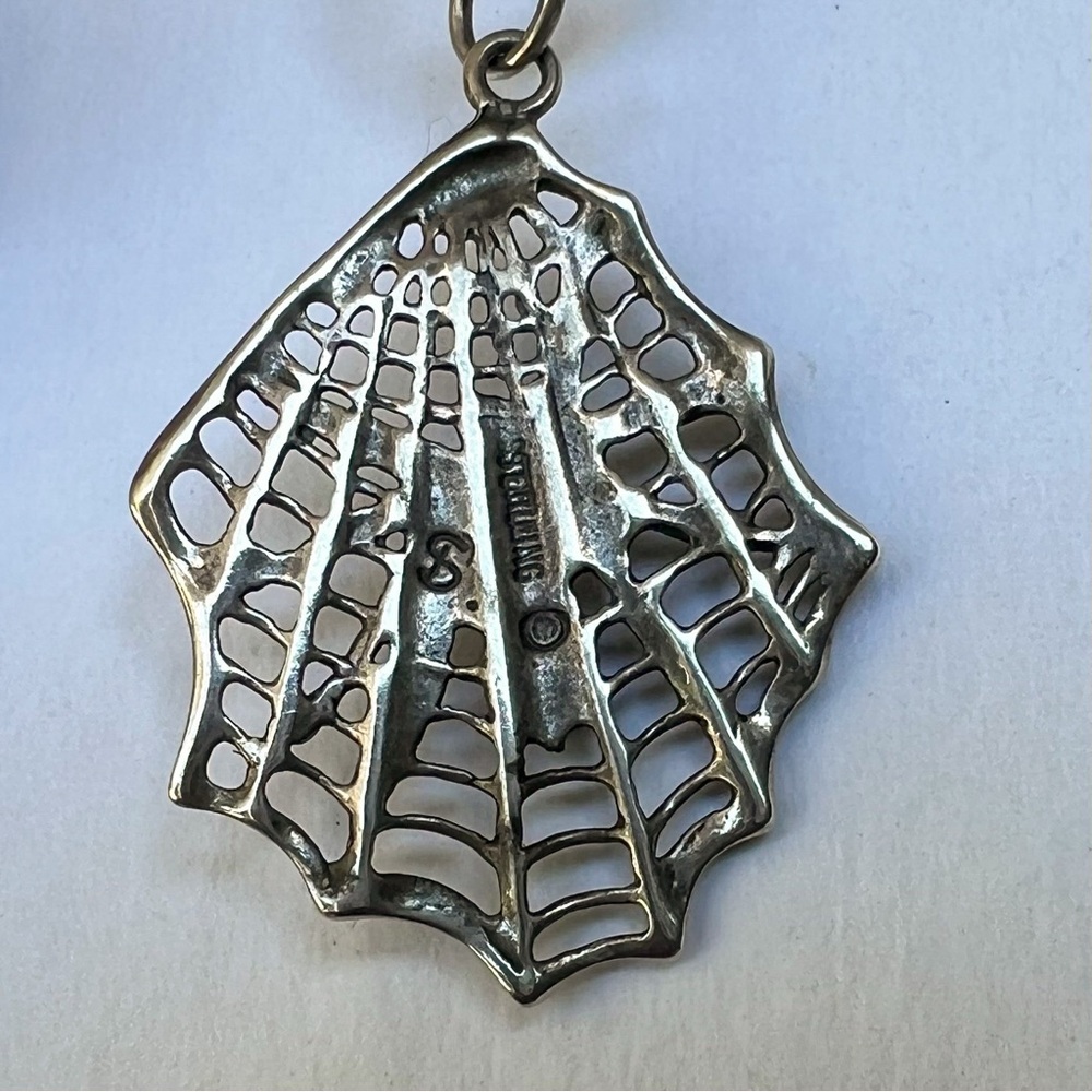 SOLD Vintage 925 Sterling Silver Black Onyx Spider Web Pendant 5.3g Halloween - Picture 5 of 11